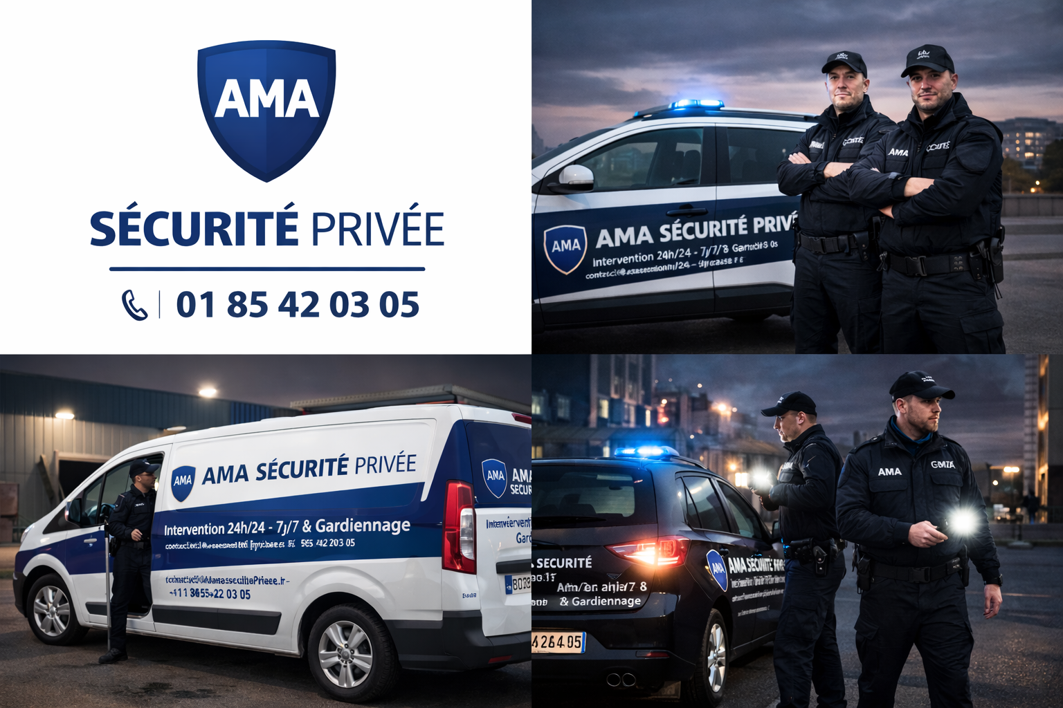 Agents AMA Sécurité Privée et véhicule d’intervention